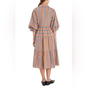 English Factory Striped Tan and Blue Women's Dress